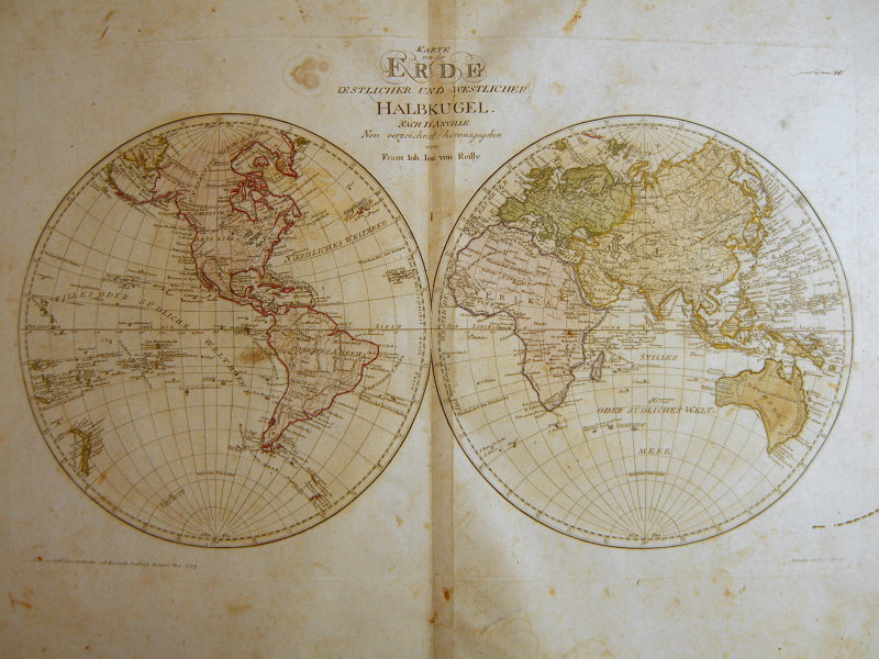 LARGE WORLD MAP AMERICA AUSTRALIA REILLY 1796  #B815W