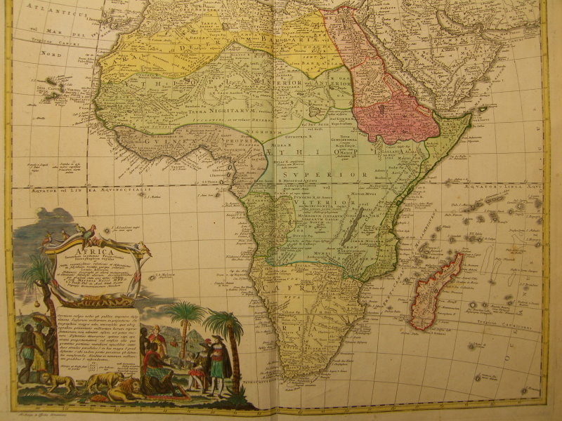 AFRICA MADAGASCAR ARABIA COPPER MAP HOMANN 1733 #B822