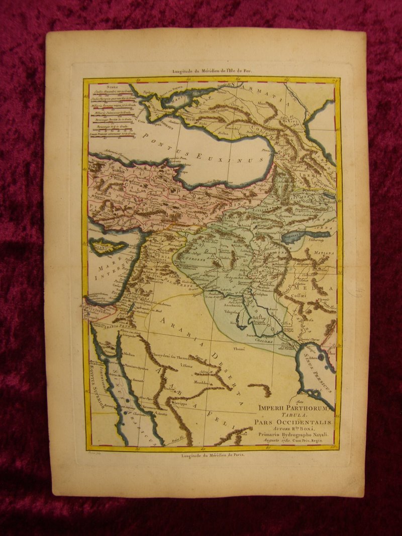 TURKEY IRAQ IRAN SYRIA ARABIA COL MAP BONNE 1780 #B824