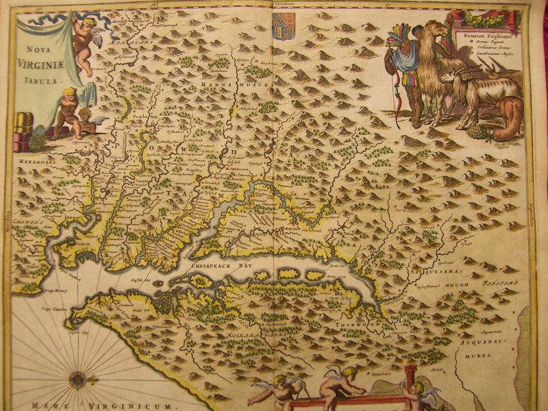 VIRGINIA CHESAPEAKE BAY COPPER MAP MONTANUS 1671 #B831