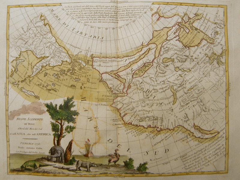 SIBERIA BERING SEA ALASKA CANADA MAP ZATTA 1776 #C130