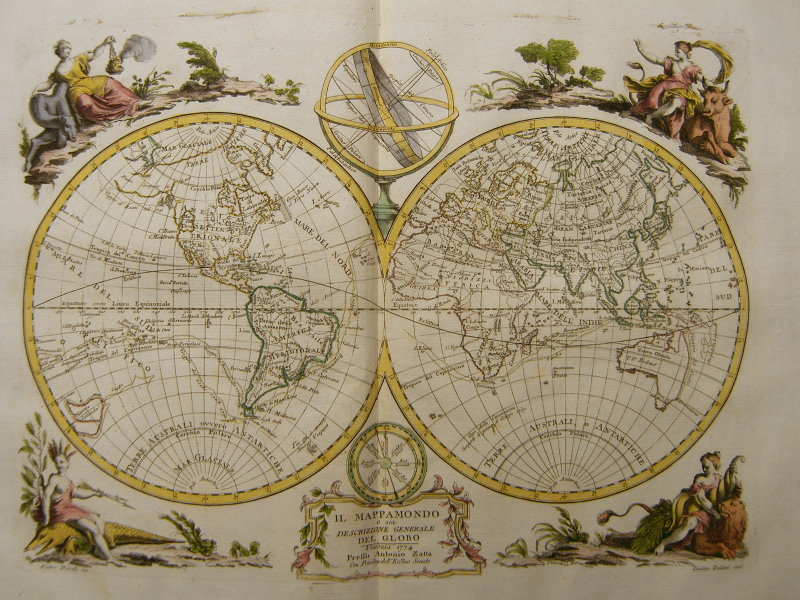 WORLD MAP AMERICA ASIA AFRICA EUROPE ZATTA 1774 #C130